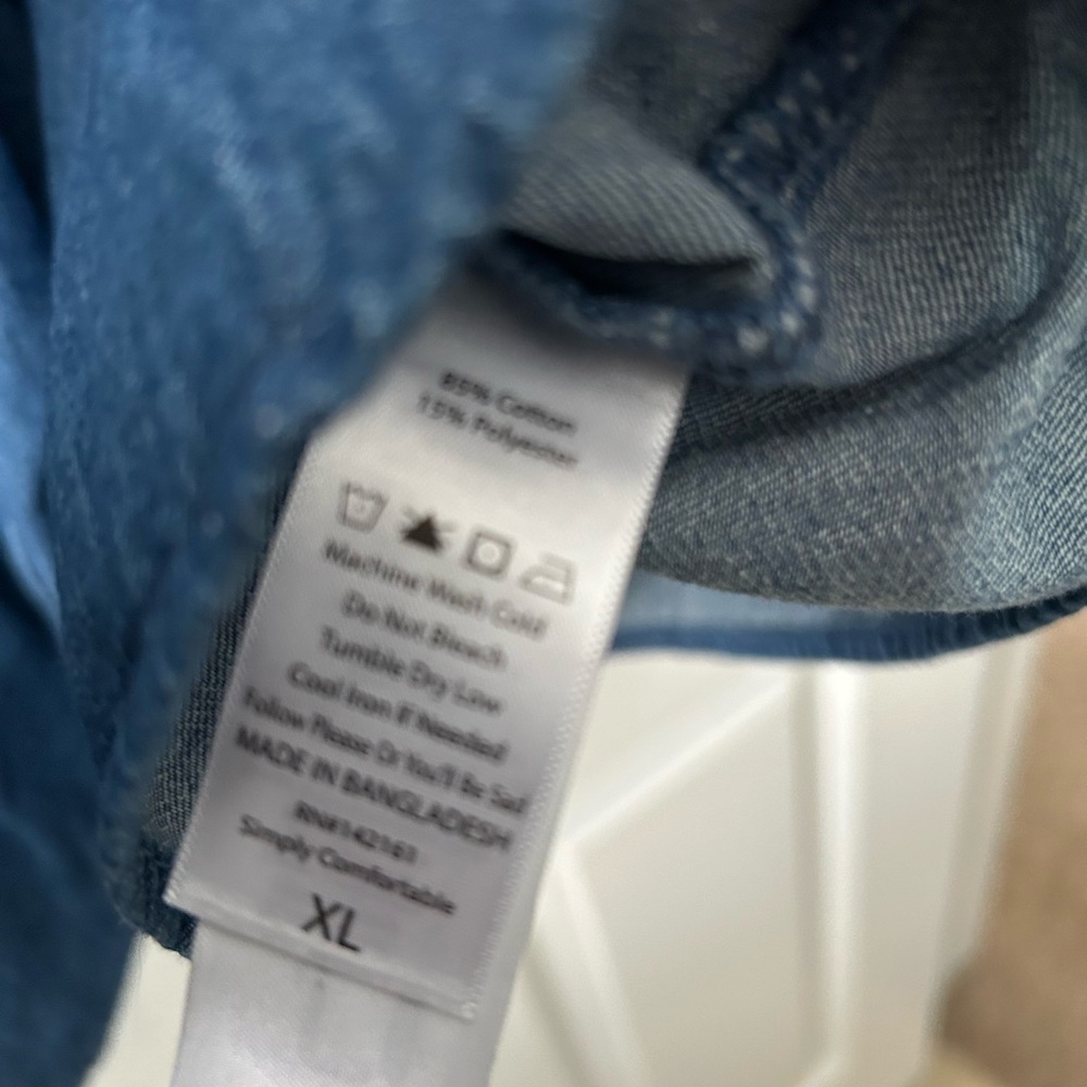 LuLaRoe XL Ashton Blue Denim Button-Up Dress - Picture 5 of 7